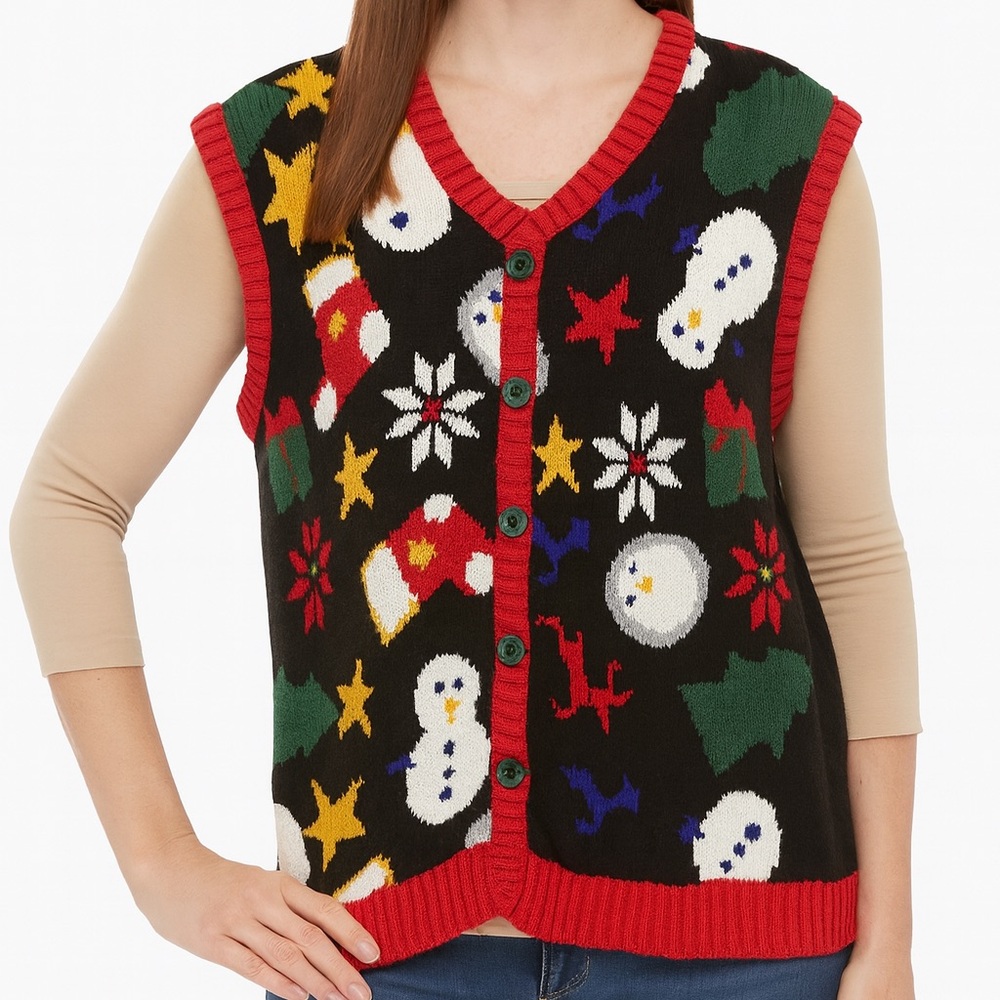 Merry Christmas Festive Ugly Christmas Knit Vest Women’s XL NWT